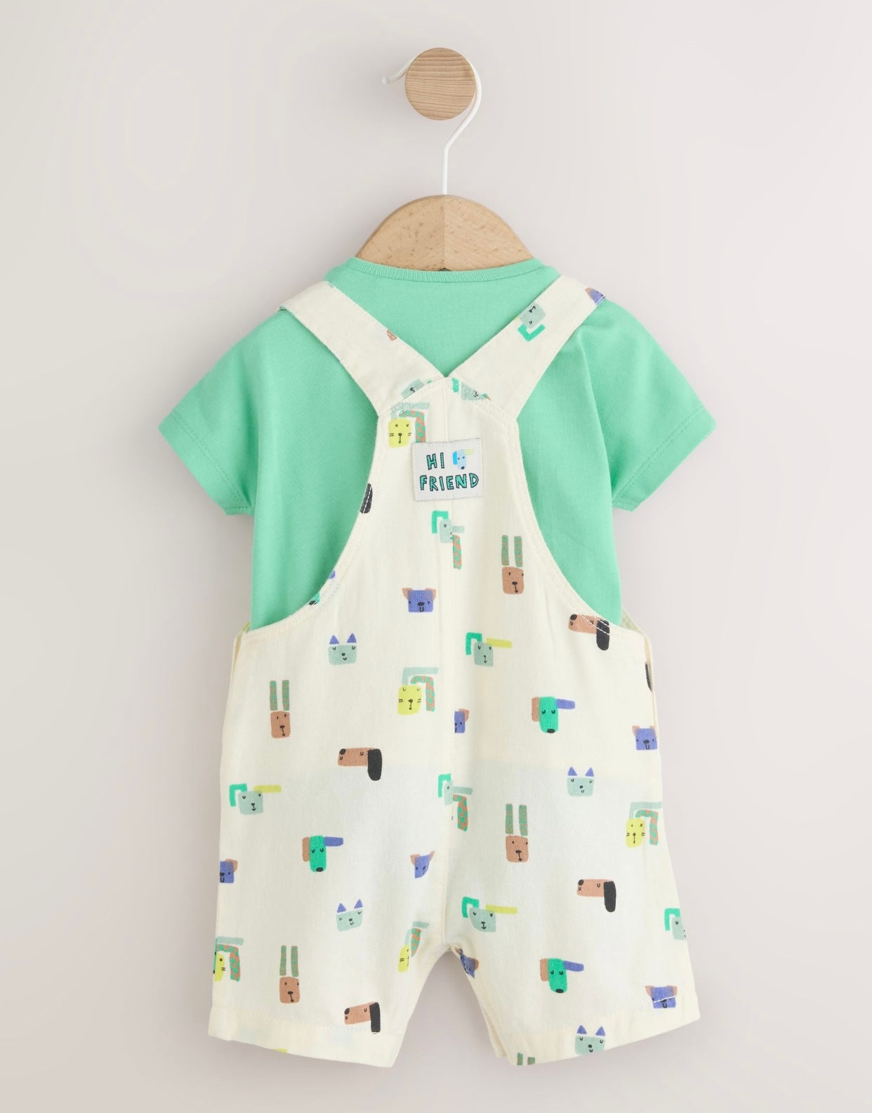 Green Dogs Twill Dungaree and Bodysuit Baby Set
