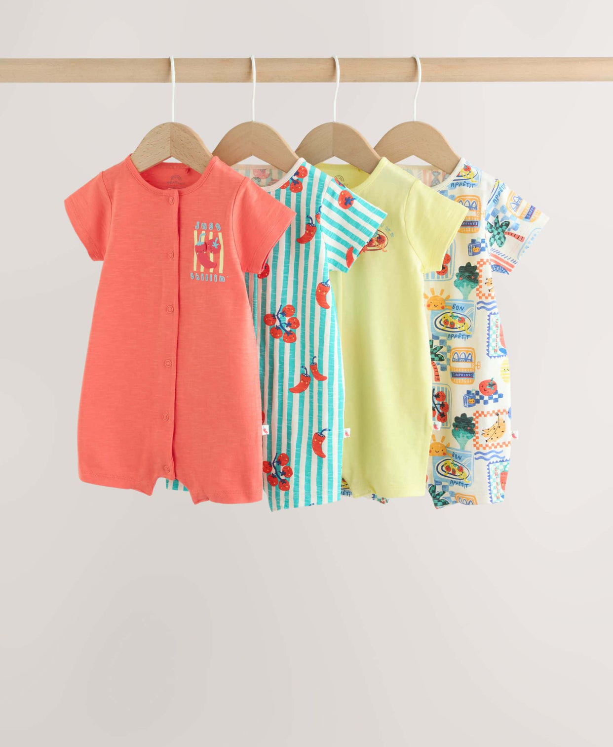 Tomato Print Jersey Baby Rompers
4 Pack