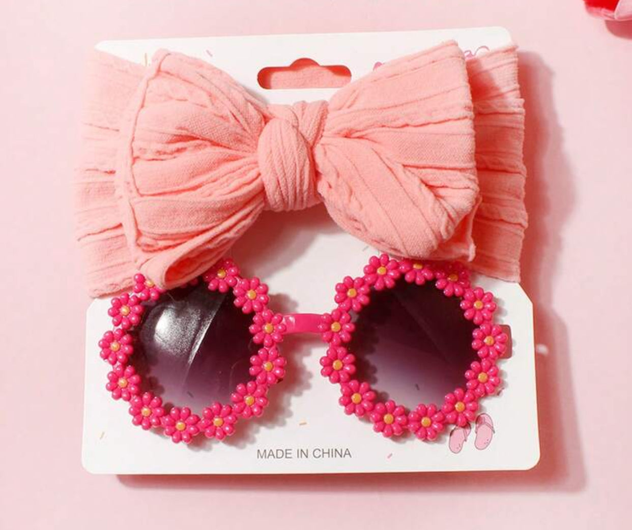 2pcs Bow Baby Headband & Daisy Sunglasses (immediate)
