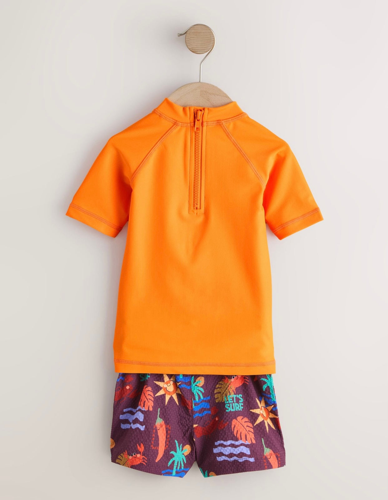 Orange Short Sleeve Sunsafe Rash Vest and Swim Shorts Set