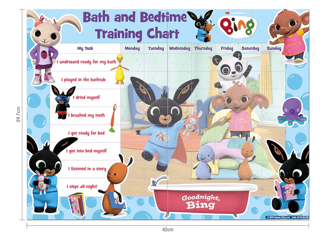 Bing Splashy Bath and Bedtime Reward Chart | Includes 56 Sparkly Stickers