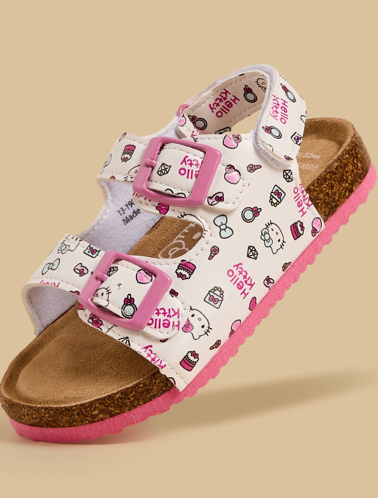 Hello Kitty Print Sandals with Hook and Loop Closure