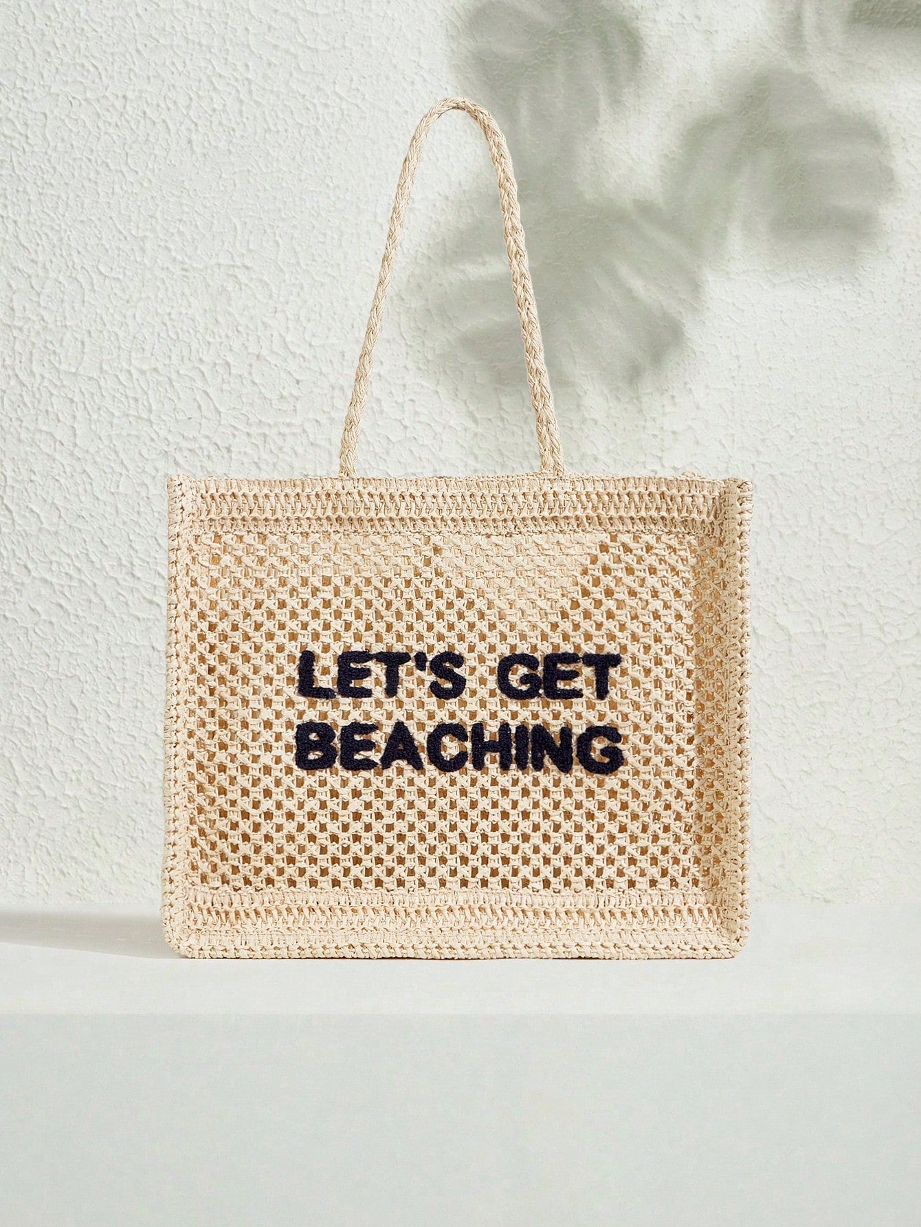 Women's Summer Crocheted Tote Bag With Letter Design