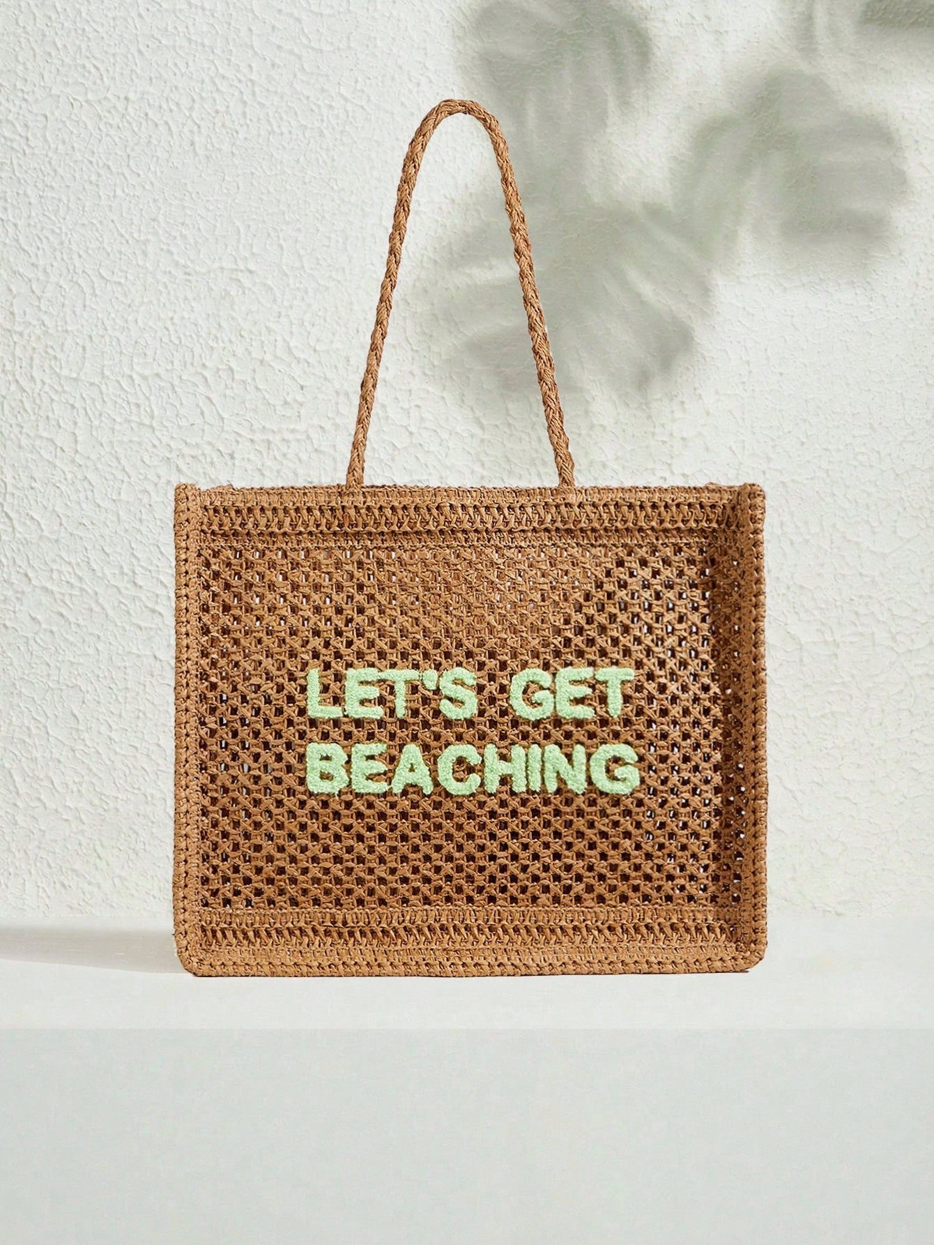 Women's Summer Crocheted Tote Bag With Letter Design