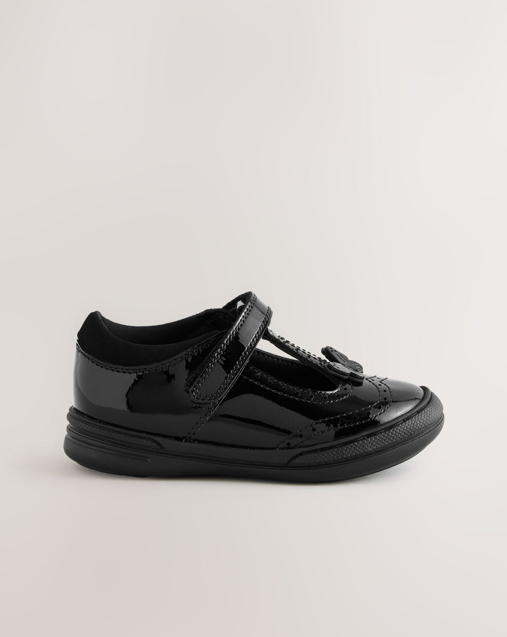 Black Patent Leather Butterfly T-Bar School Shoes