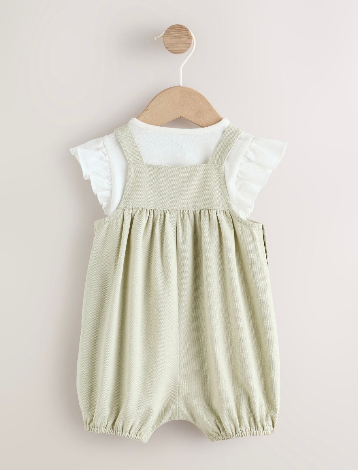 Sage Green Embroidered Baby Dungarees and Bodysuits Set 2 Piece