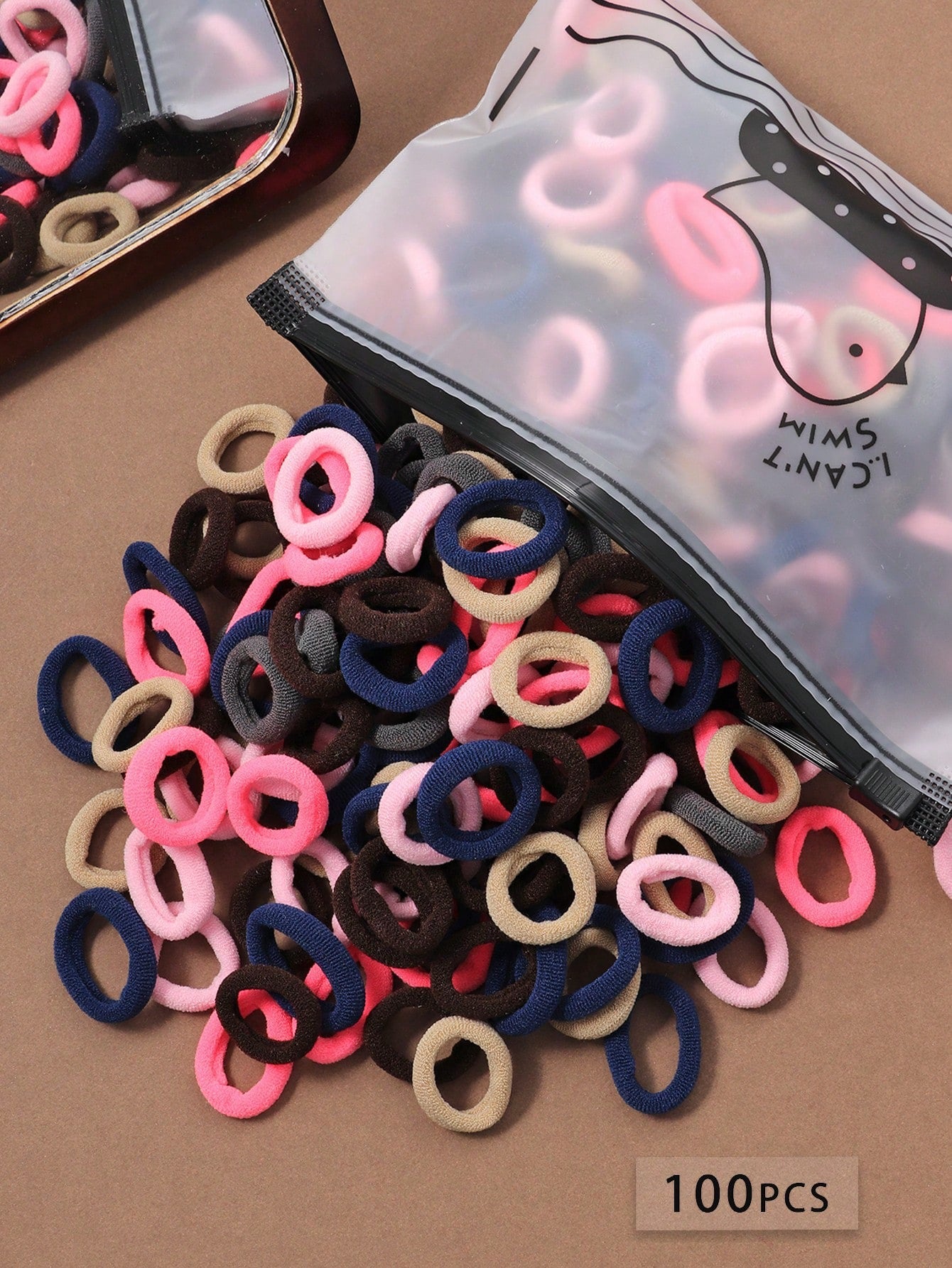 100 pcs multicolor mini elastic hair ties