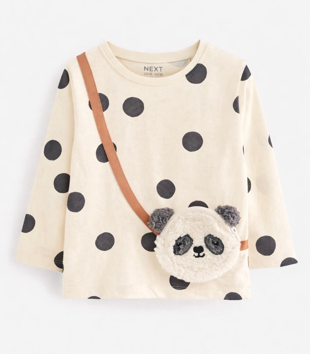 Girl Polka Dot Panda T-shirt (immediate)