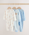 Blue Bear Way Zip Baby Sleepsuits 3 Pack