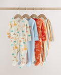 Bright Dinosaur Baby Sleepsuit 4 Pack