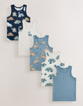 Multi Dino Cotton Vests 5 Pack