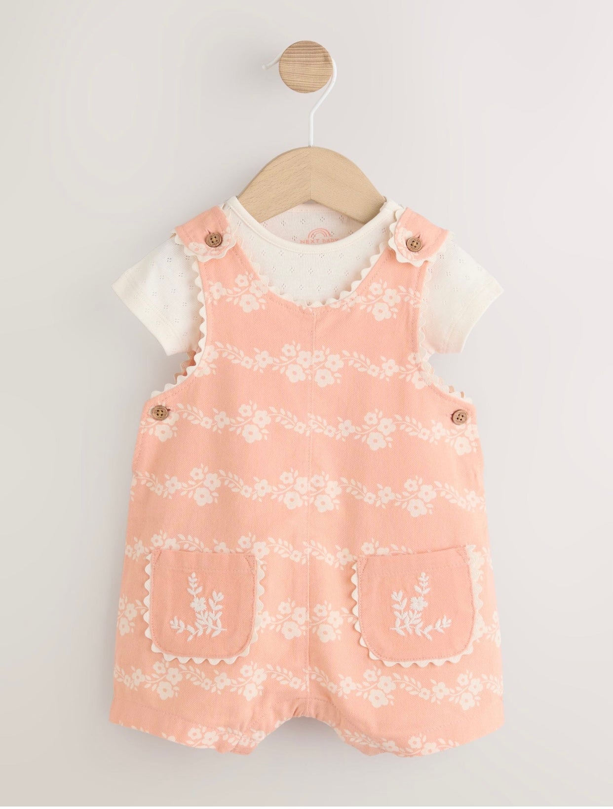 Orange Floral Baby Dungarees and Bodysuits Set 2 Piece