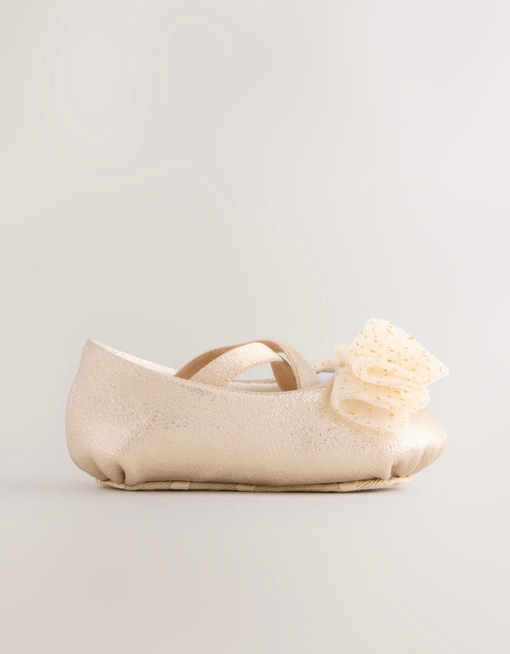 Gold Baby Bow Occassion Shoes (0-18mths)