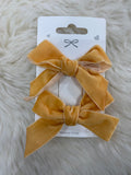 2pcs yellow velvet bow hair clips