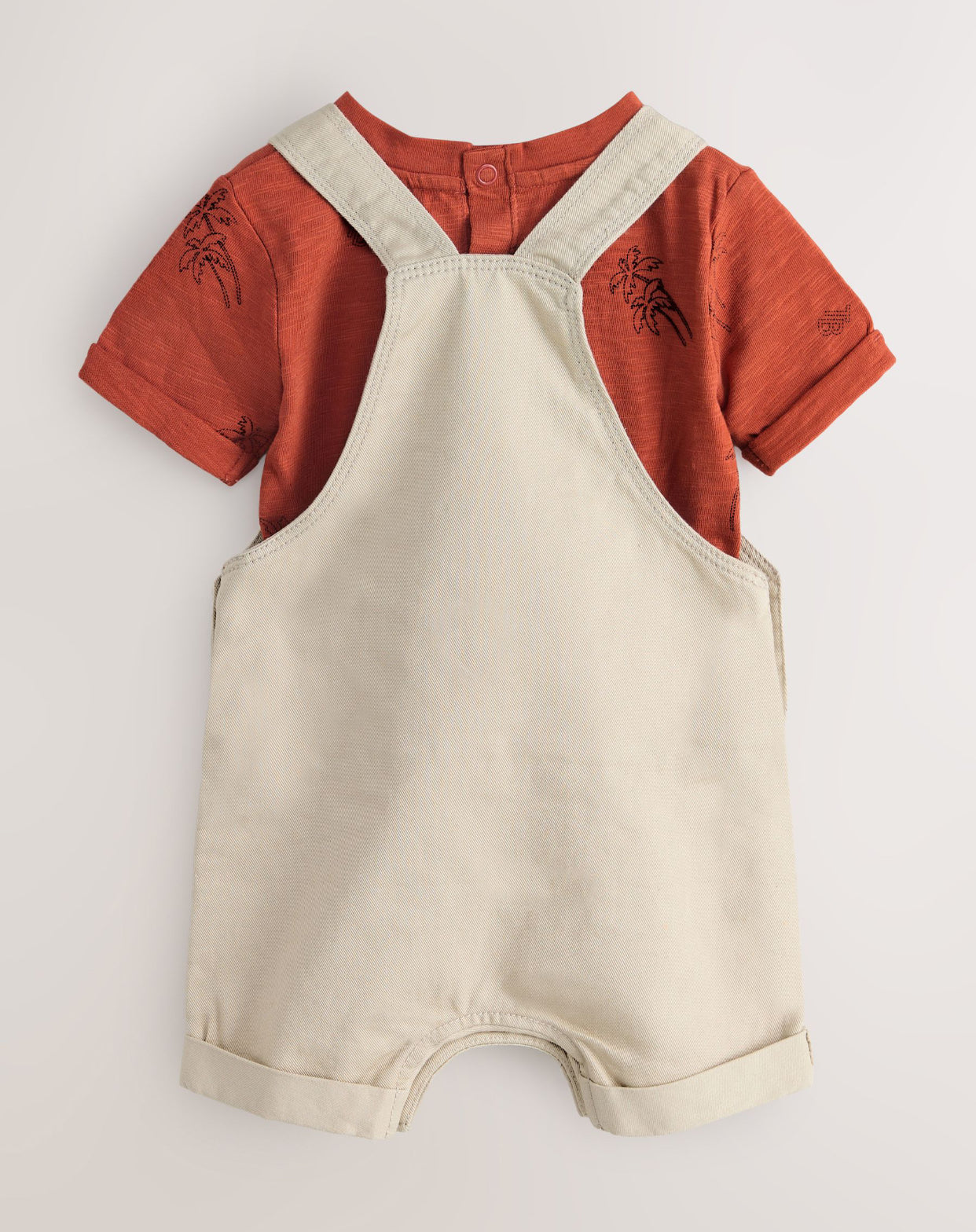 Baker by Ted Baker Stone and Rust Red
Dungarees T-Shirt Set