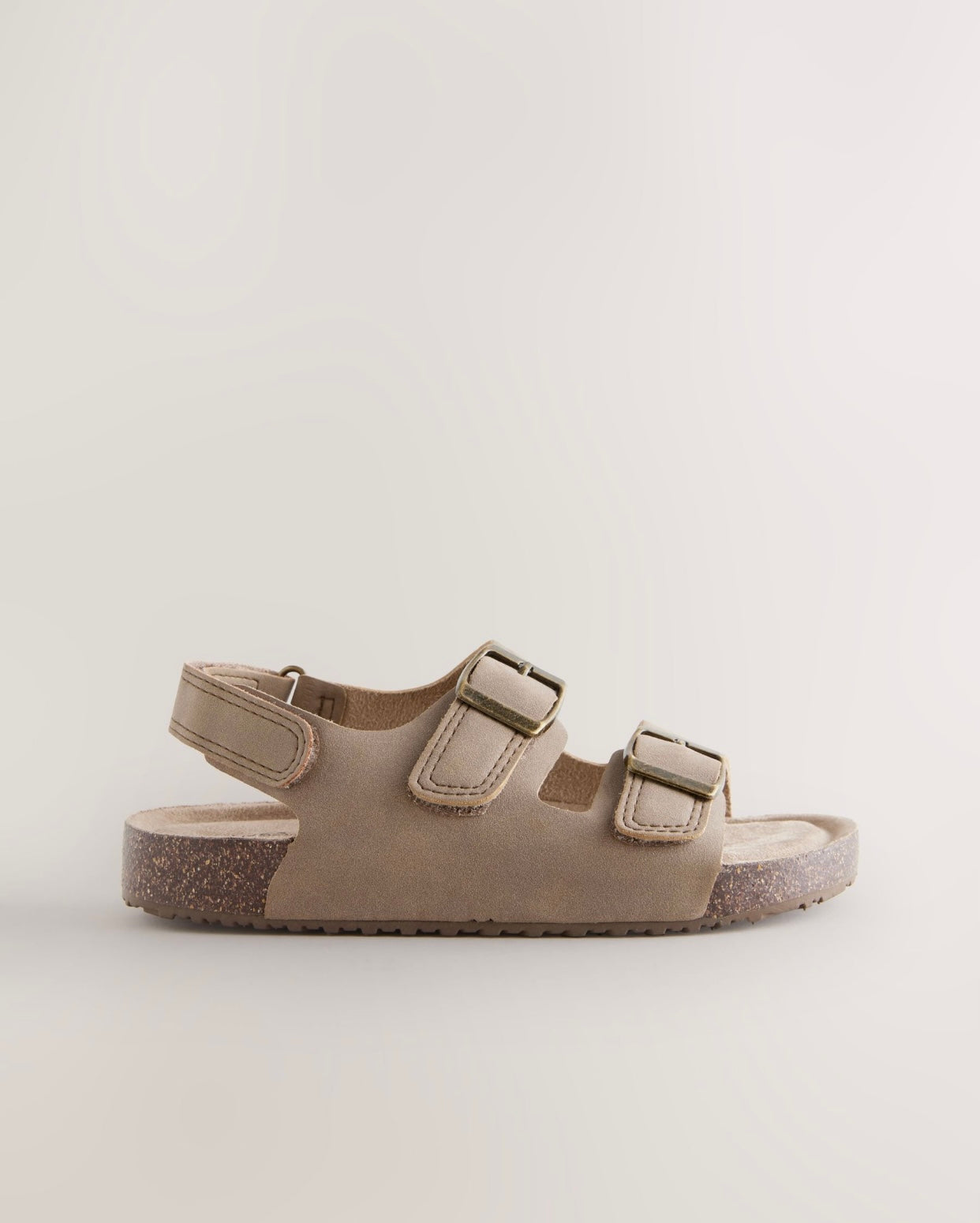 Tan Brown Standard Fit (F) Double Buckle Cushioned Footbed Sandals