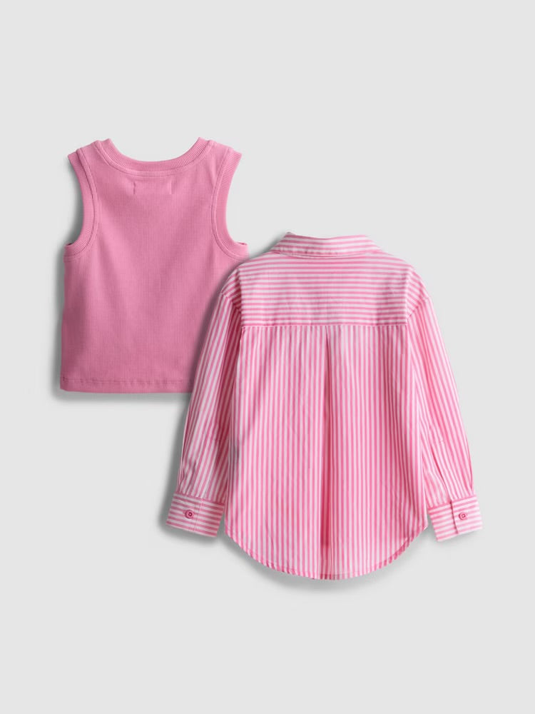 Vest and Stripe Shirt Set