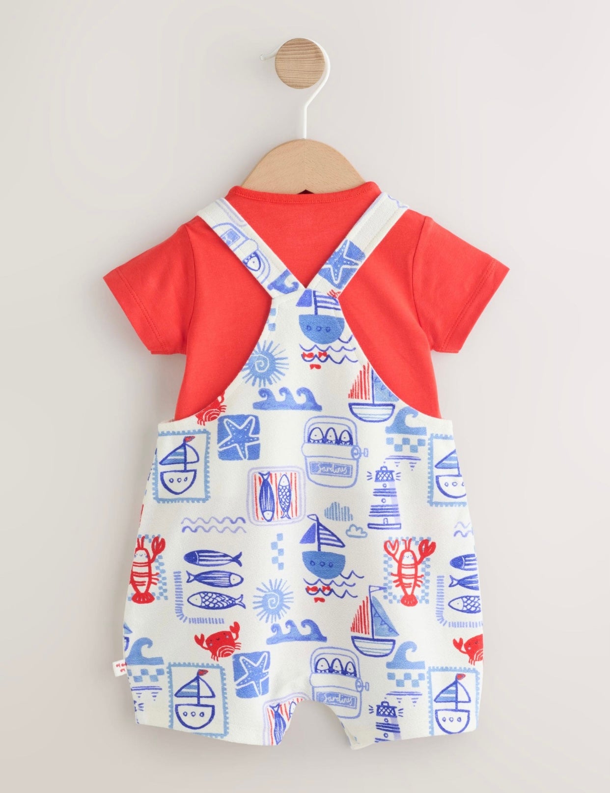 Red Nautical Jersey Dungarees and
Bodysuit Baby Set