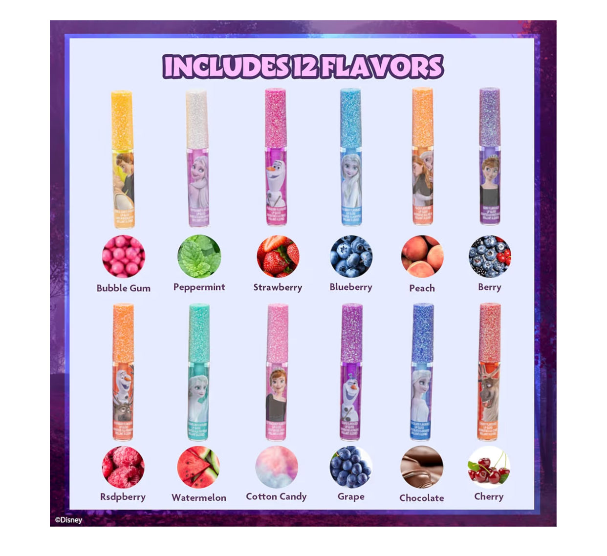 Disney Frozen 12 Piece Plant Based Lip Gloss