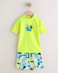 Yellow Short Sleeve Sunsafe Rash Vest and Swim Shorts Set