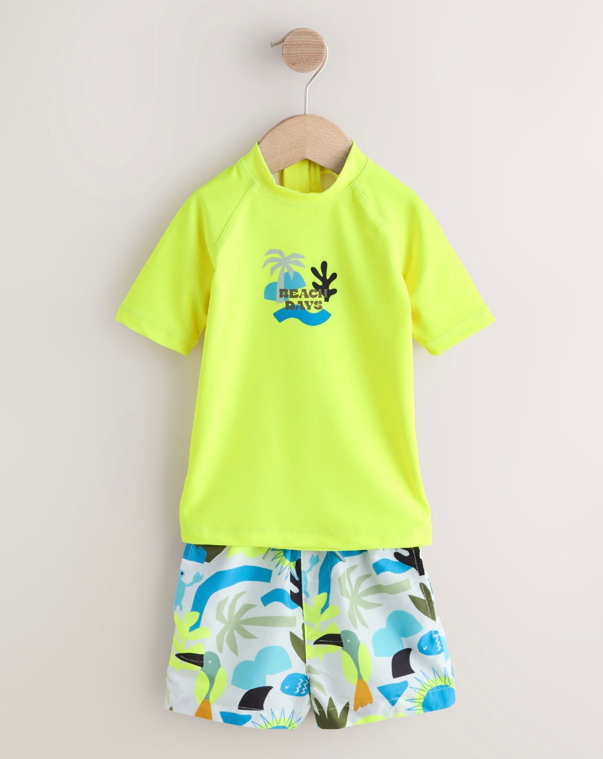 Yellow Short Sleeve Sunsafe Rash Vest and Swim Shorts Set