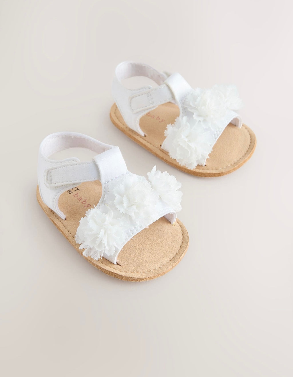 White Corsage Flower Baby Sandals