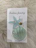 2pcs starfish & sea shell hair clip set