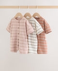 Neutral Stripe Jersey Baby Rompers
3 Pack