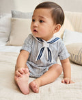 Blue Stripe Woven Baby Romper