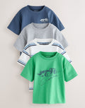 Blue/Green Car Short Sleeve Graphic
T-Shirts 4 Pack