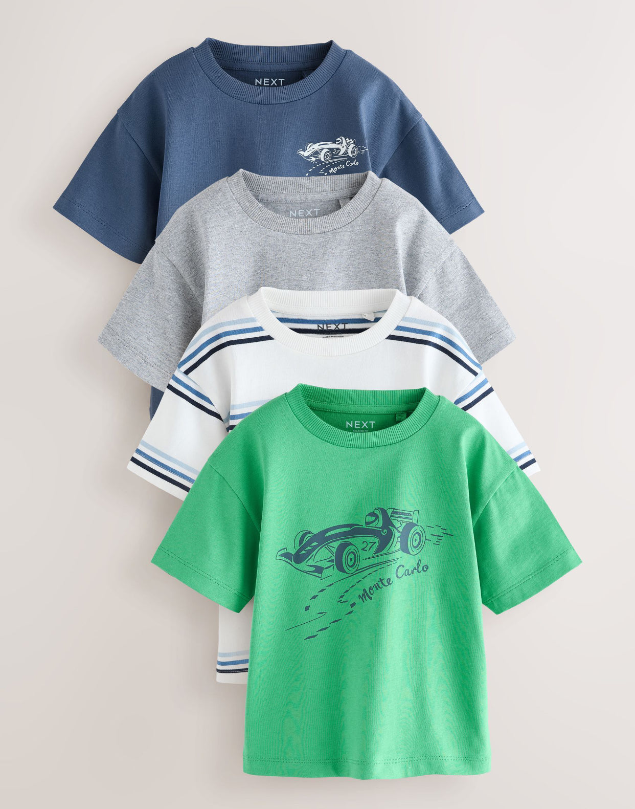 Blue/Green Car Short Sleeve Graphic
T-Shirts 4 Pack