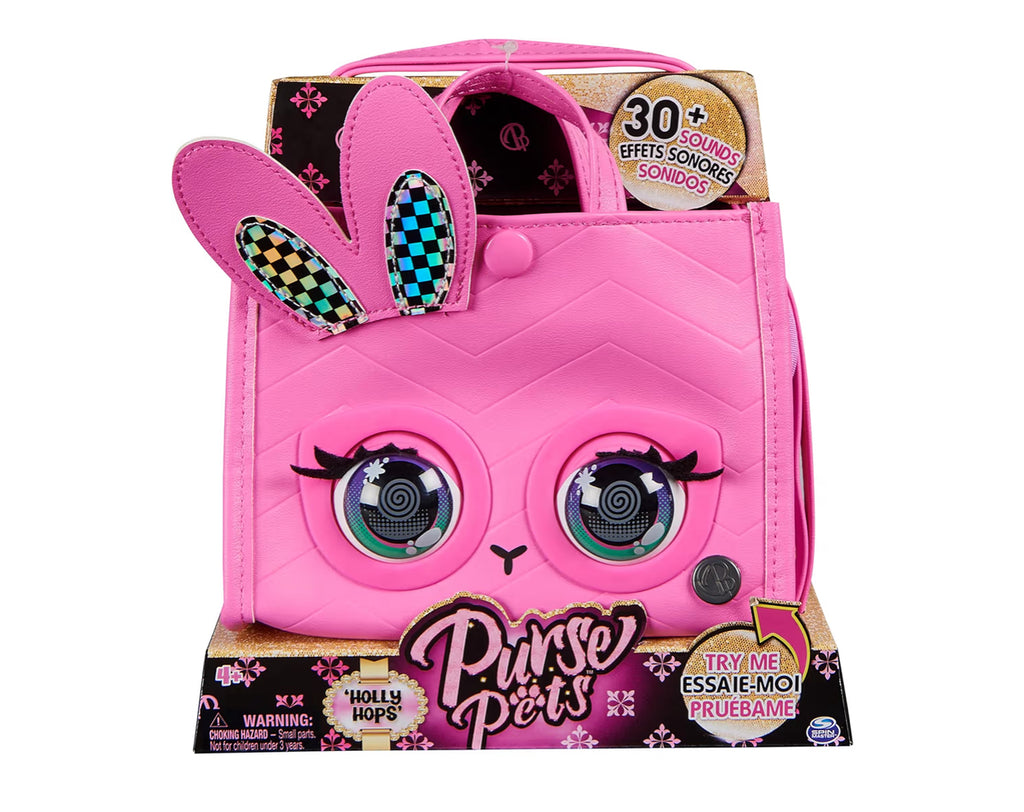 Purse Pets, Holly Hops Bunny Tote Bag Interactive Pet Toy and Cross-body Bag with over 30 Sounds and Reactions