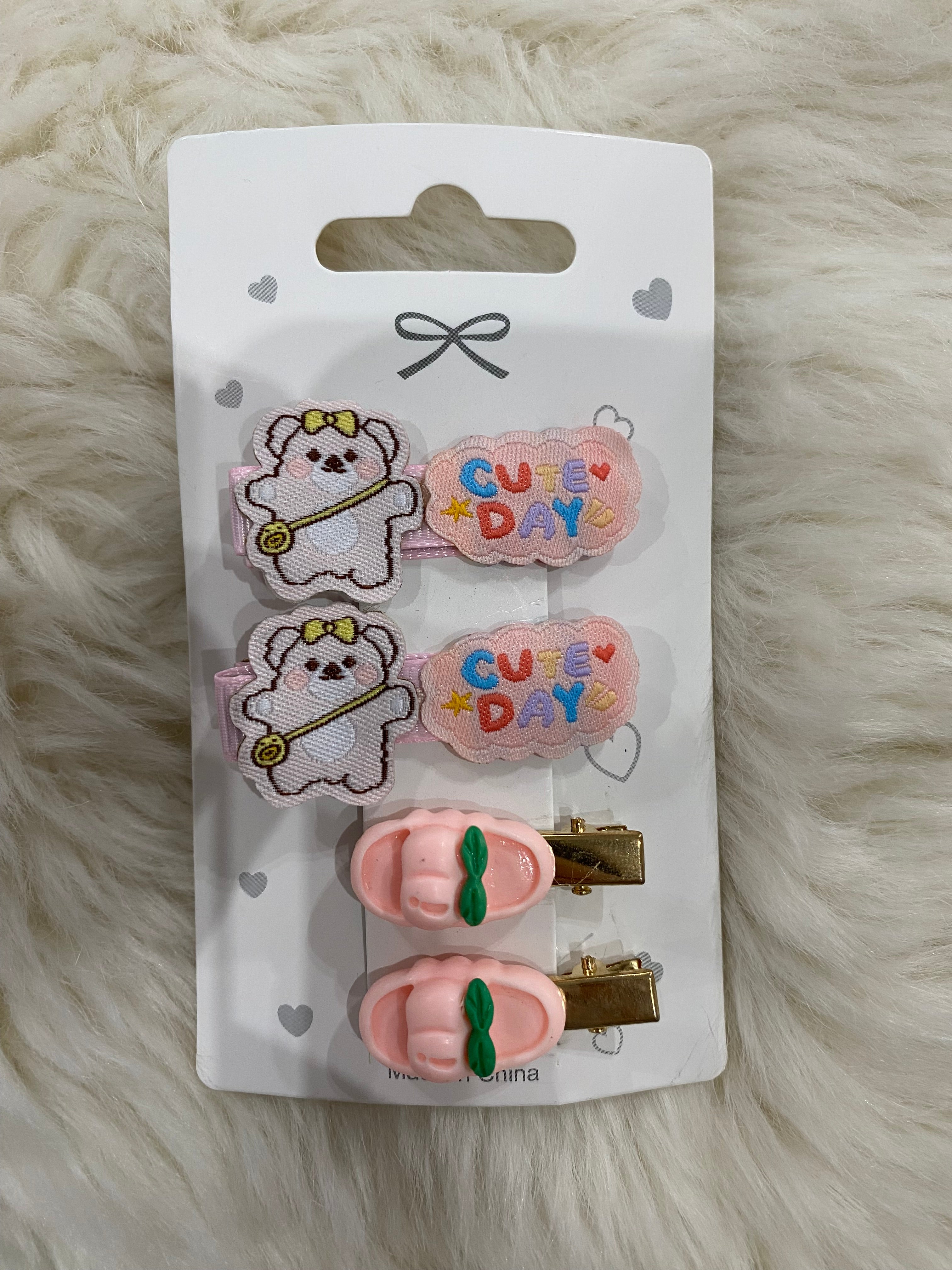 4 pcs pink hsir clips set