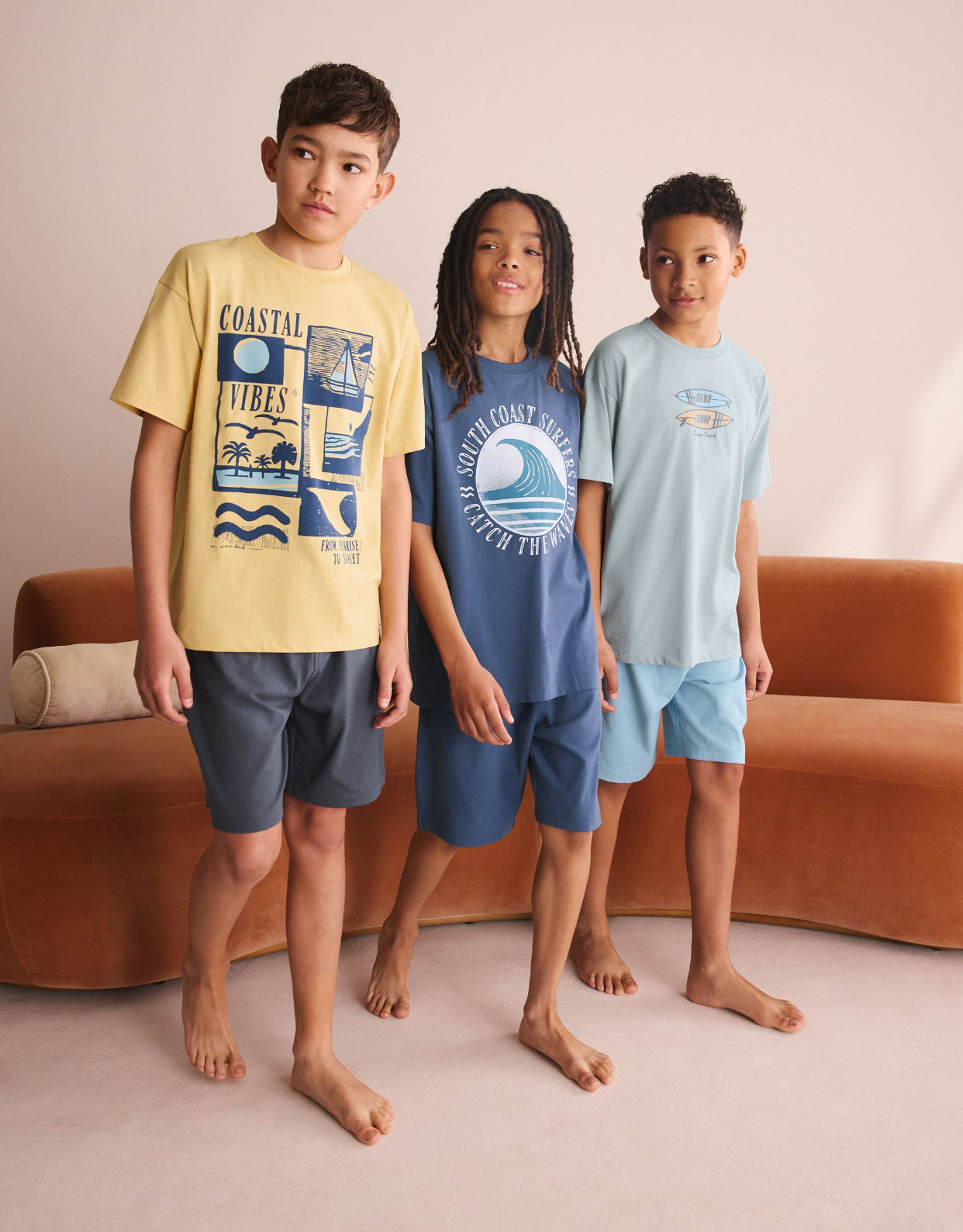 Blue/Yellow/Grey Surf Short Pyjamas 3
Pack