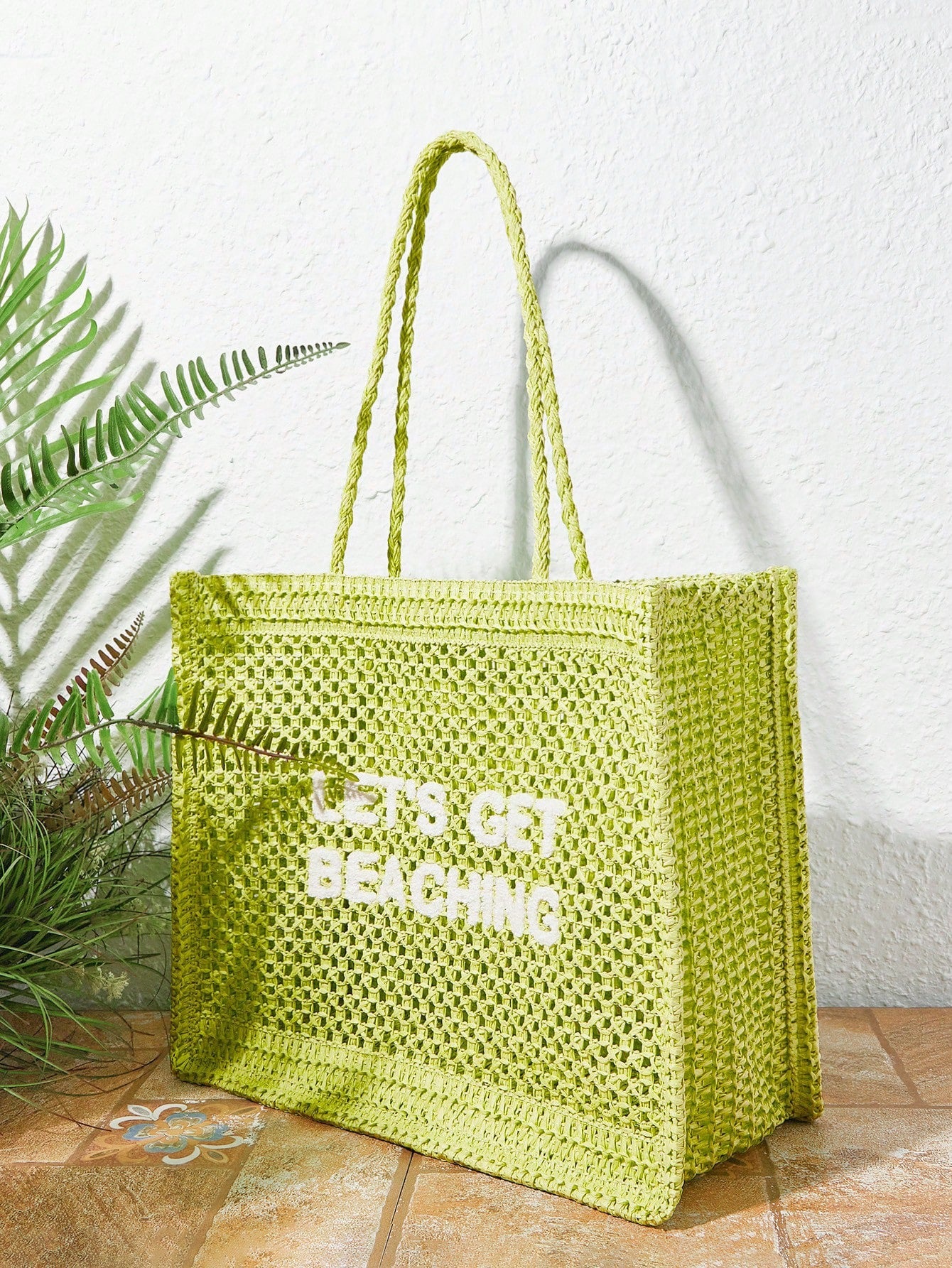 Women's Summer Crocheted Tote Bag With Letter Design