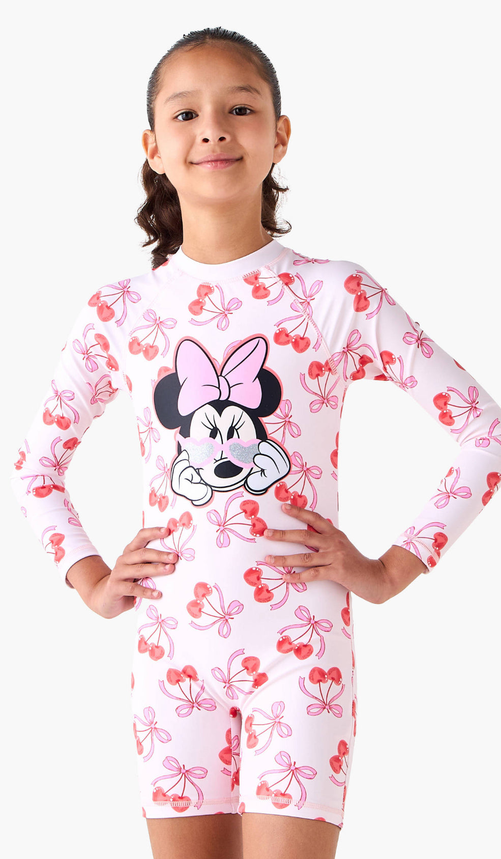 Disney Girls Minnie Mouse Print Swimsuit with Skirt