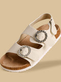 Embellished Buckle Sandals with Hook and Loop Closure