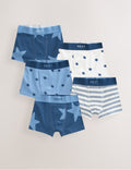 Blue Stars & Stripes Junior Pattern Trunks 5 Pack