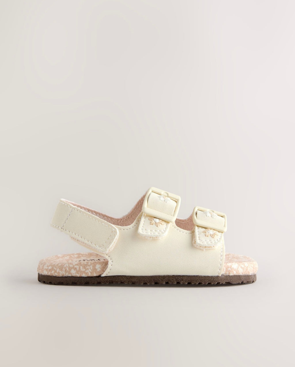 Neutral Floral Touch and Fasten Baby Sandals