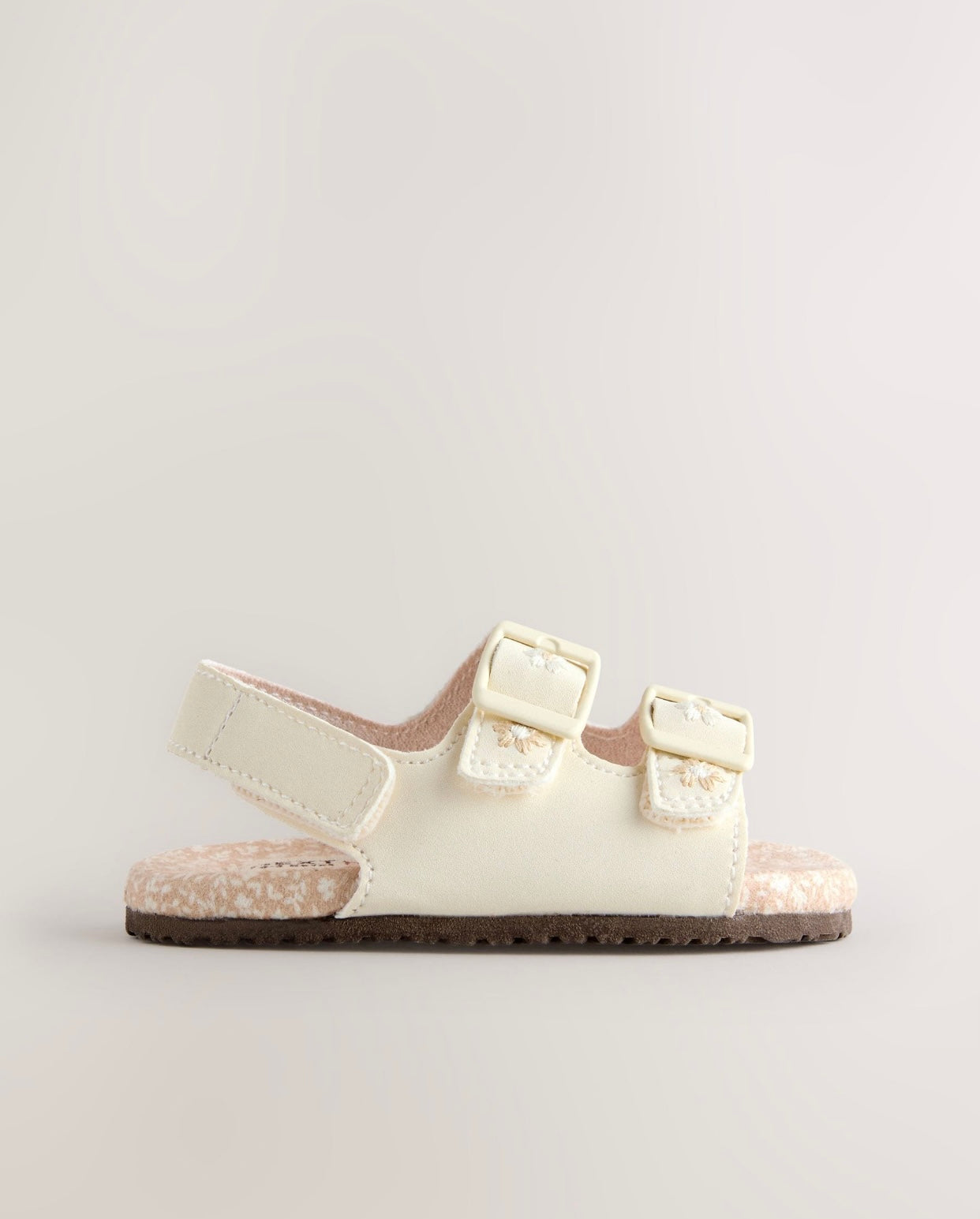 Neutral Floral Touch and Fasten Baby Sandals