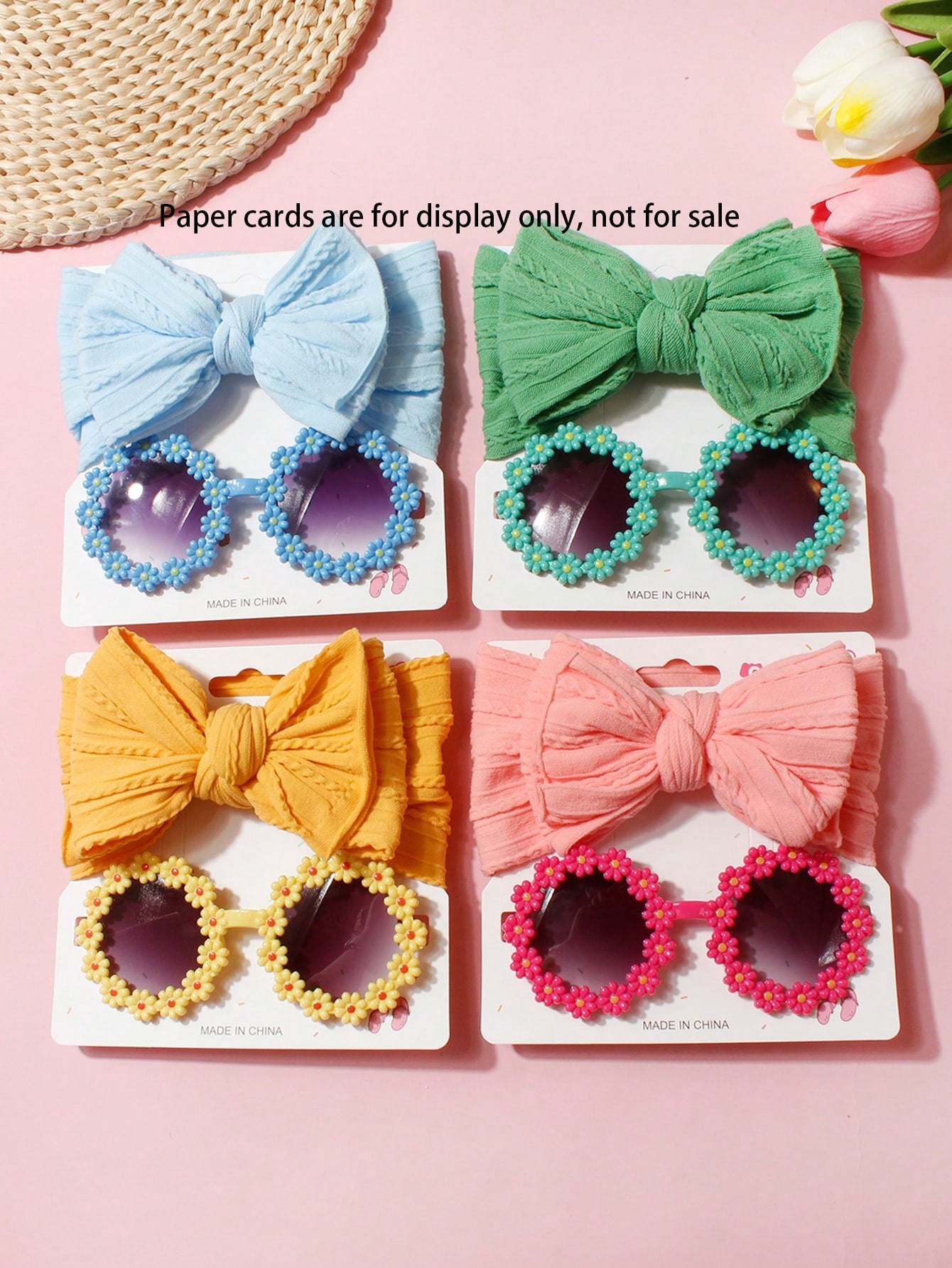 2pcs Bow Baby Headband & Daisy Sunglasses (immediate)