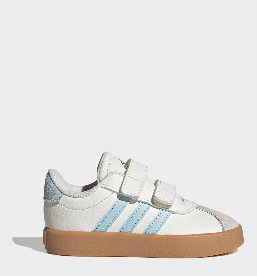 adidas White/Blue VL Court 3.0 Hook and Loop Infant Trainers