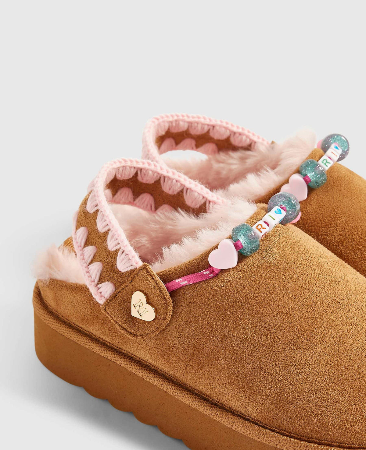 River Island Brown Beaded Snug Slippers