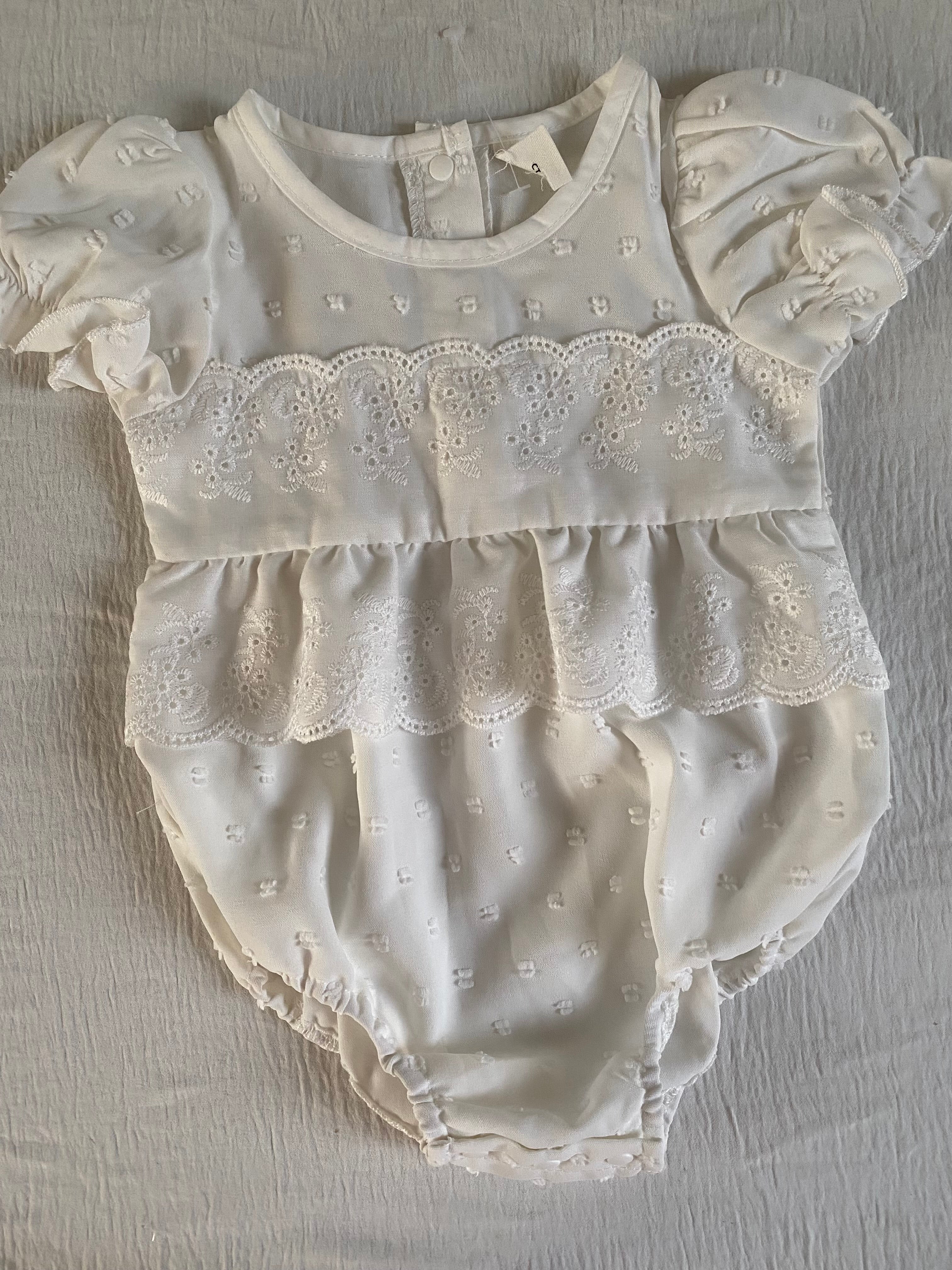 Baby Girl White Romper (immediate)