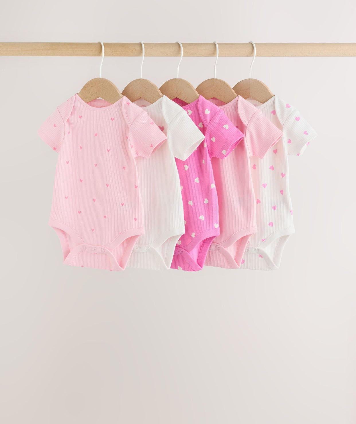 Pink Short Sleeve Baby Bodysuits