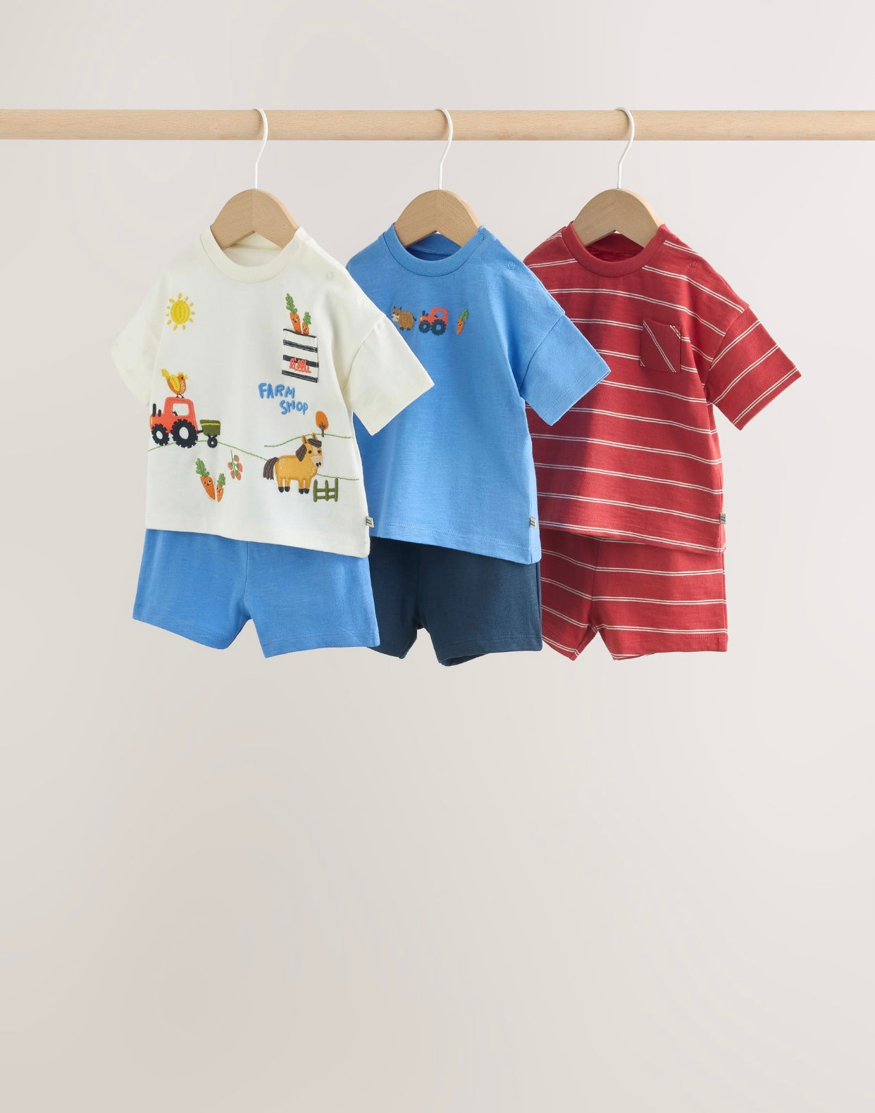 Blue/Red Homegrown Farm Tops and Shorts Baby Set 6 Piece