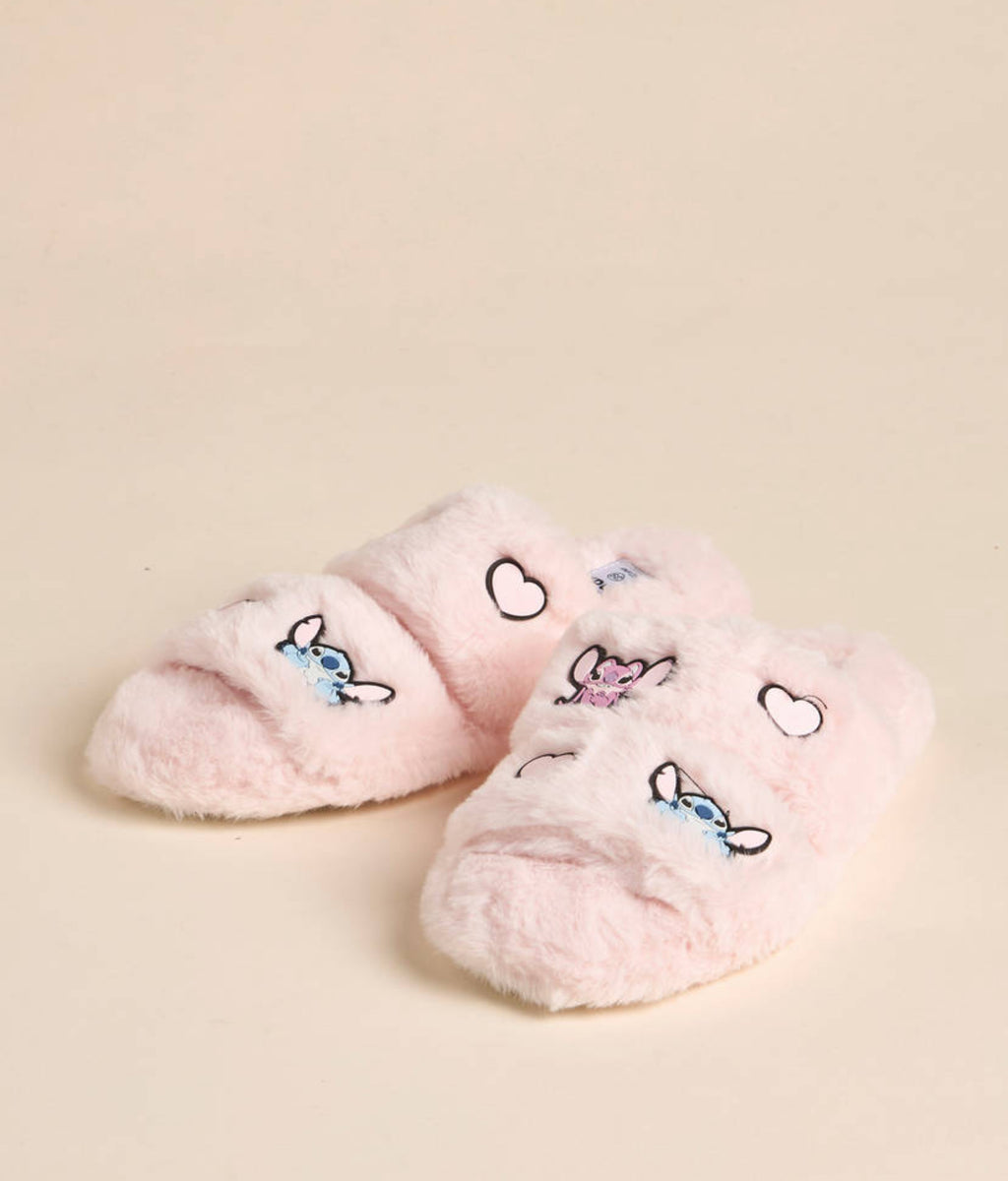 Stitch and Angel Embroidered Bedroom Slippers