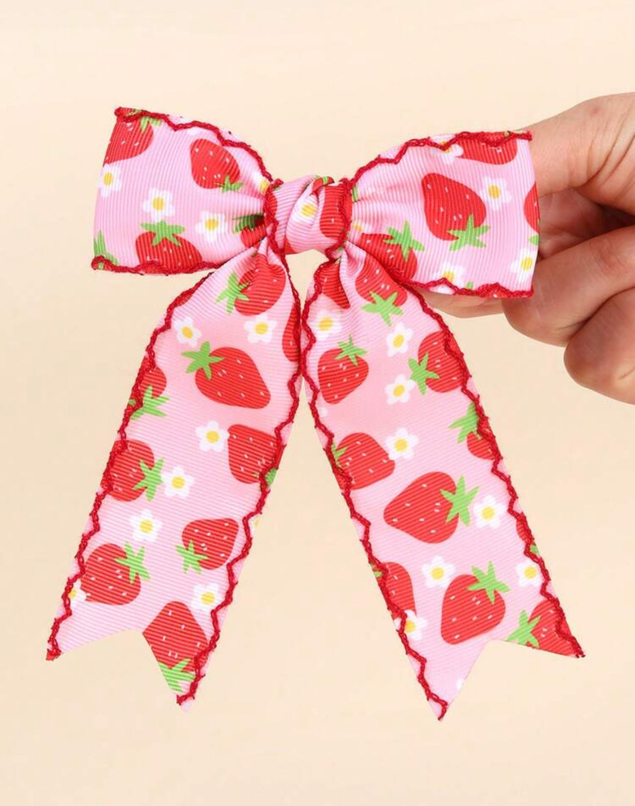 1pc Strawberry Flower Pattern Bow Hair Clip