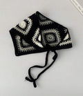 1pc Black & White Knitted Triangle Scarf Headband