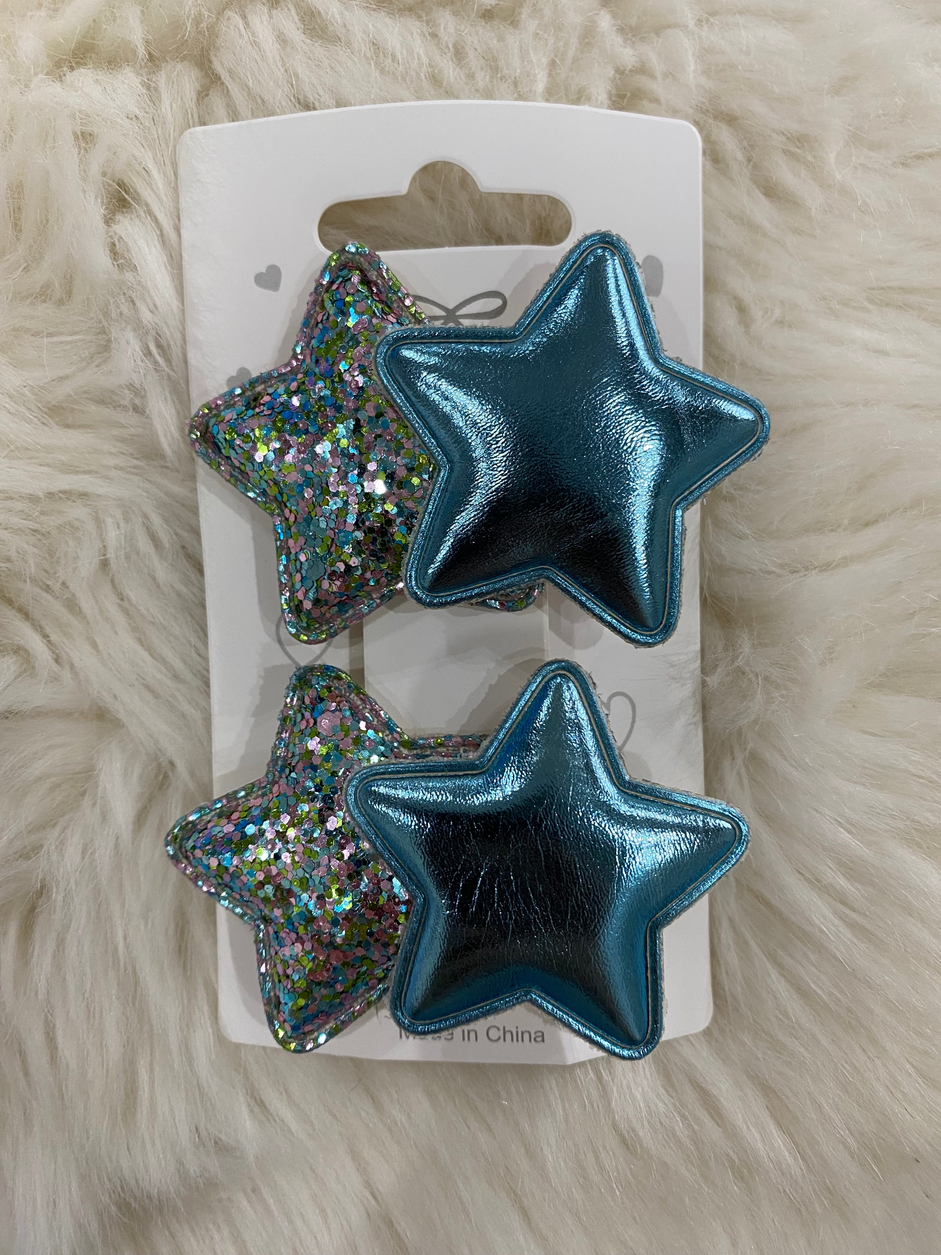2pcs glitter star hair clips